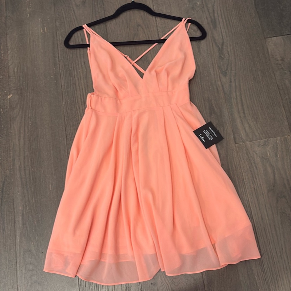 Lulus pink v-neck mini dress